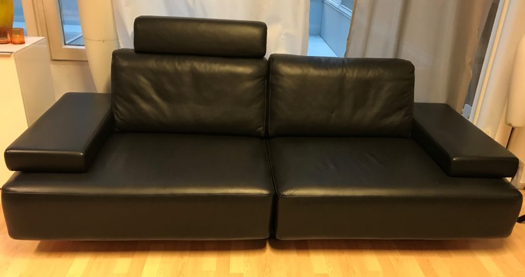 Sofa Leder schwarz mit Funktion - Teppich- und Wohngalerie